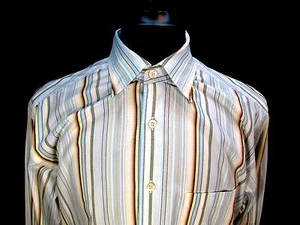 Ermenegildo Zegna, Button Front, Spread Collar, Striped , Size: Large 16 - 35 - Imagen 1 de 9