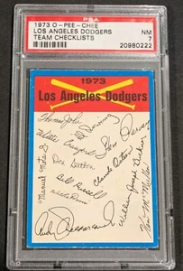 1973 O-Pee-Chee Los Angeles Dodgers Team Checklists PSA 7 NM Canadian Topps OPC - Picture 1 of 4