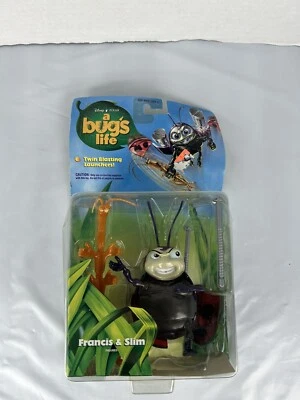 迪士尼 Bugs Life Francis 和 SLIM 可动人偶套装 1998 年皮克斯 5 英寸 NBRB — 第 1/4 张图片