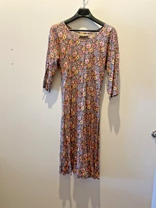 VTG. Rabbit Jr. Floral Fit & Flare Back Tie Waist 90's Grunge Prairie Dress SM - Picture 1 of 5