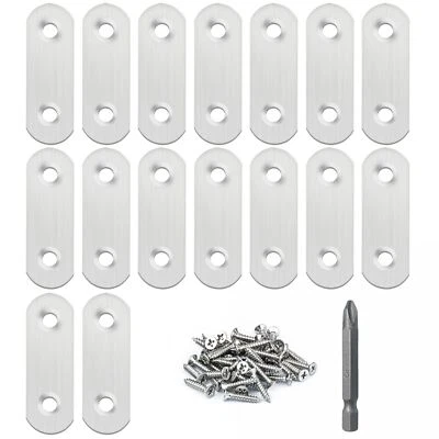 Paquete de 16 soportes rectos de placa plana de acero inoxidable de 50 mm... Foto 1 de 4