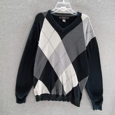 Retrofit 男式毛衣 XL 黑色钻石针织 V 领长袖阅读 — 第 1/4 张图片
