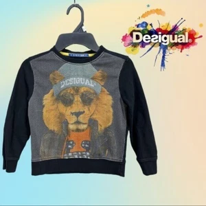 Boys DESIGUAL Lion "its not the Same" We're Atypical Pullover Sweater Sz 3/4 - Picture 1 of 4