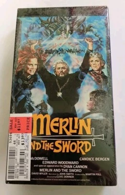 Винтажные водяные знаки Merlin And The Sword на видеокассетах Vestron Malcolm McDowell  - Изображение 1 из 4