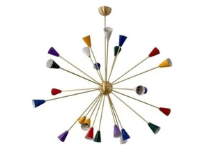 Stilnovo Style 24 Light Mid Century Brass Sputnik chandelier light Fixture - Picture 1 of 4