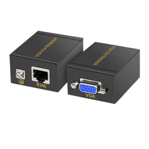 VGA Signal Extender 60M Single Ethernet Cable Adapter RJ45 Cat5e Cat6 Cat7 1080P - Picture 1 of 6