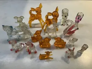 Vintage collectable penny toy lucite plastic animal figures (Job-lot of 18) - Picture 1 of 11