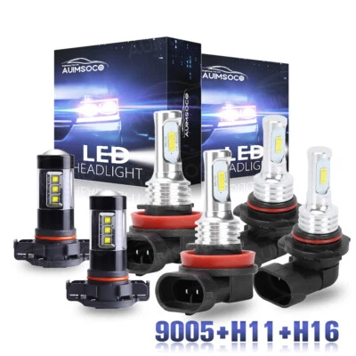 For GMC Sierra 1500 2500 3500 2007-2013 White LED Headlights+Fog Light Bulbs Kit - Image 1 of 4