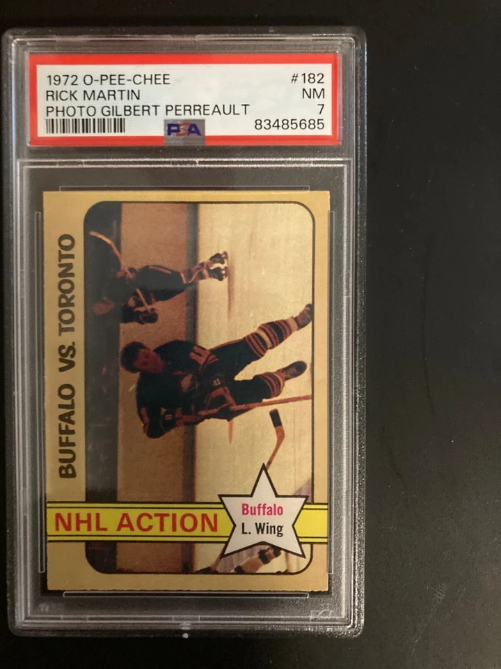 1972 OPC, o-Pee-Chee,  #182 RICK MARTIN BUFFALO SABRES PSA 7 NR MINT, sharp - Image 1 of 4