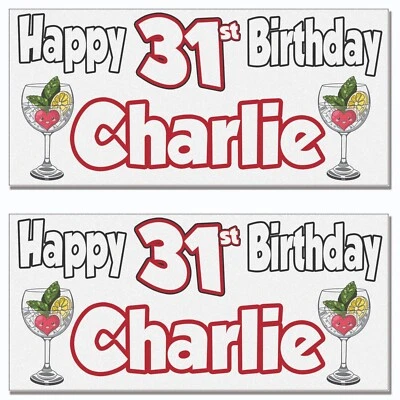Personalised Gin And Tonic Birthday Banner Party Decorations Pack of 2 - Image 1 of 4