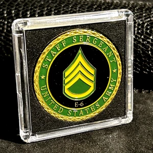 US ARMY STAFF SERGEANT E-6 Challenge Coin with Case-US Military Gift Coins - Picture 1 of 11