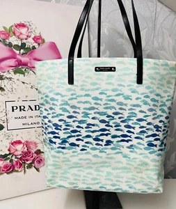 Kate Spade Large Tote Bag Make A Splash Plenty Of Fish Bon Shoulder Laptop Work - Picture 1 of 16