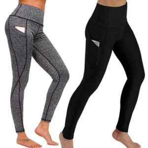 Yoga Sports Pants Pockets Compression Leggings Fitness Tight Workout Trousers - Picture 1 of 13