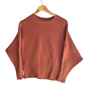 Unbranded Sweater Knit Dolman Sleeve Rust Knit Sweater Ribbed Crewneck Pullover - Picture 1 of 12
