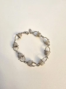 Vintage Paquette silberfarben kleine Körbe Bettelarmband 7,5"  - Bild 1 von 9
