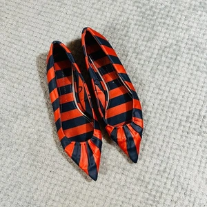 ZARA orange/marineblau gestreifte spitz zulaufende flippige Flats 41/9,5 - Bild 1 von 5