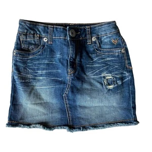 Justice Blue Denim Distressed Skirt Size 12S Cotton Spandex - Picture 1 of 6