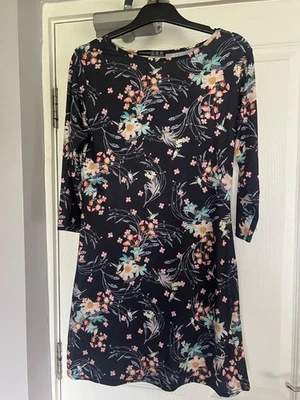 primark navy blue floral bodycon dress size 8 - Image 1 of 4