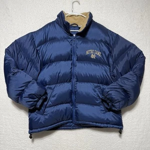 Abrigo acolchado relleno de plumón Gimme The Ball marca Notre Dame azul para hombre talla XL NUEVO SIN ETIQUETAS - Imagen 1 de 11