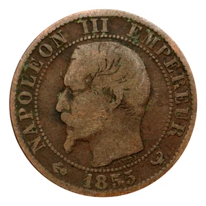 1855W France 5 Centimes (W Lille) Coin, km777.7 - Nice Coin 🇫🇷 💡 🩷 - Picture 1 of 5