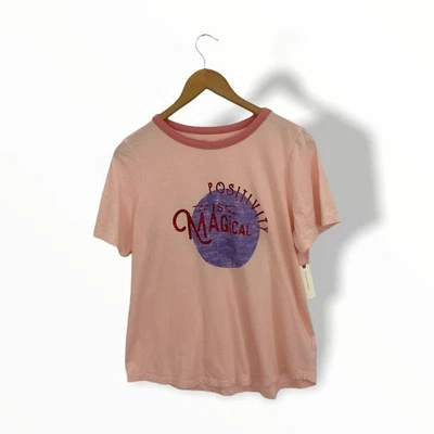 Camiseta Anthropologie Rosa Talla L Positividad Rosa Mágico Retro Estampado Gráfico Foto 1 de 4