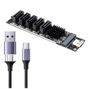 TYPE-C to 5 Port SATA3.0 Adapter Card Riser Card JM575+JMS580 SATA3 6Gbps8677 - Afbeelding 1 van 7