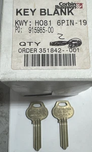 SET BESTEHEND AUS 2 CORBIN RUSSWIN H081 6 PIN-19 SCHLÜSSELROHLING - Bild 1 von 5