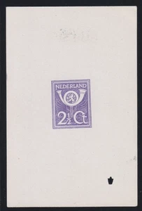 Netherlands Issue 1923 2 1/2 Cent Color Proof (Purple) on White Smooth Paper - Picture 1 of 2