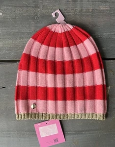 NEW kate spade new york Striped Rib Knit Beanie In Pink Stripe - Picture 1 of 3