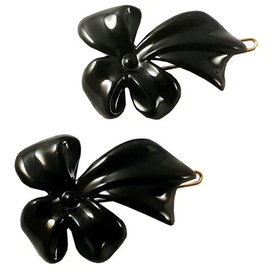 Parcelona French Lunaria Flower pequeno pino de pressão preto grampos de cabelo barrette - Imagem 1 de 4
