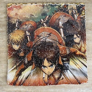 Attack on Titan Pillow Cover Sequin Anime Eren Mikasa Armin 16 x 16 Reversible - Imagen 1 de 7