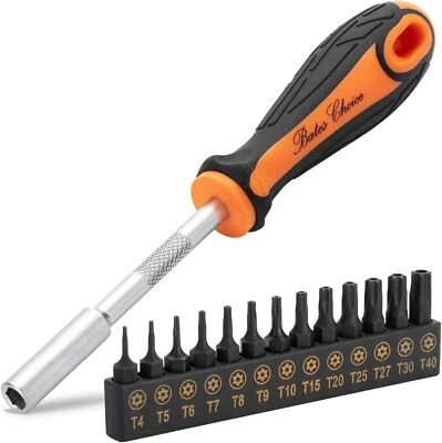 14pc Torx Bit Set Tamper Proof Security Torq T4/T5/T6/T7/T8/T9- T40 Screwdriver - Image 1 of 4