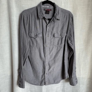 Tony Hawk Men’s Medium Gray Button Down Shirt Long Sleeve Flannel Cotton Skater - Picture 1 of 14