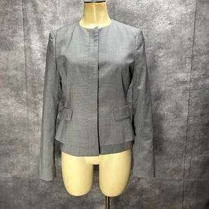 Hugo Boss Jasyma Blazer Jacket Womens 2 Black White Houndstooth 100% Wool Career - Picture 1 of 13