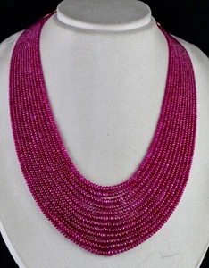 Natural Burma Ruby Beads Round 12 L 691 Ct Certified Reddish Gemstone Necklace - Picture 1 of 11