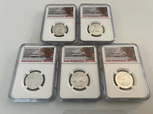 2018-S SILVER REVERSE NATIONAL PARK QUARTER SET E.R. NGC PF70 ULTRA CAMEO - Picture 1 of 4