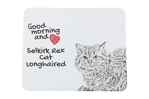 Selkirk Rex Chat Cheveux Longs Tapis de Souris Avec Chat Art-Dog - Photo 1/7
