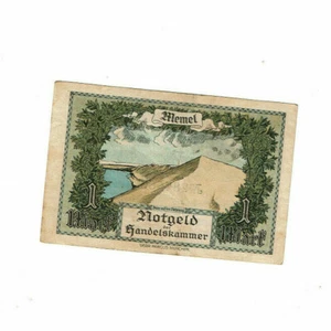 Rara banconota di emergenza 1 marco moneta di emergenza della Camera di commercio di Memel 1922 RARA - Foto 1 di 2