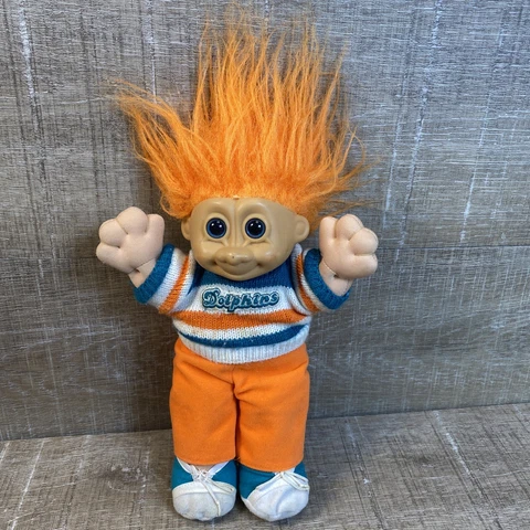 Vintage 1992 90s Miami Dolphins Good Luck Troll Doll Football Russ Berrie Co Cover