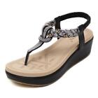 Women's Wedge Platform Sandals Flip-flops Rhinestones Shoes Beach Thongs T Bars