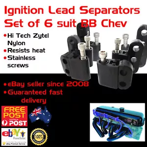 New BB Chev Black Ignition Lead Separators Brackets Mounts Vertical Stainless - Picture 1 of 2