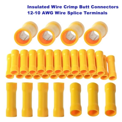 500/100pcs Insulated Wire Crimp Butt Connectors 12-10 AWG Wire Splice Terminals - Image 1 of 4