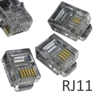 Conectores de enchufe de crimpado para teléfono RJ11 - Circuito 2/4/6 - Teléfono / Módem / Auricular - Imagen 1 de 5