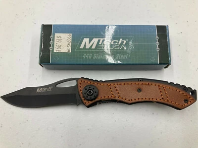 M-TECH Leathered Folder w/Pocket Clip (Black Plain Edge) Item# MT-353 - Image 1 of 4