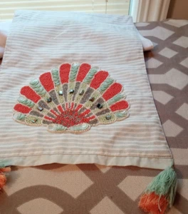 Pier 1 Imports Beaded Sea Shell Table Runner 70” X 15” - Picture 1 of 12