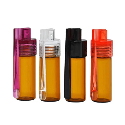 Glass Pill Cases Travel Mini Bottles with Folding Spoon Travel Storage Glass Jar
