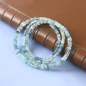 925 Sterling Silver Genuine Aquamarine Gemstone Necklace Women Jewelry 1114 - Picture 1 of 9