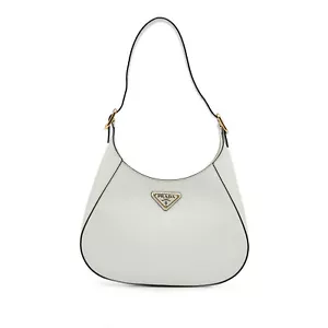 Authenticated Prada Spazzolato Cleo Hobo White Calf Leather Bag - Picture 1 of 11