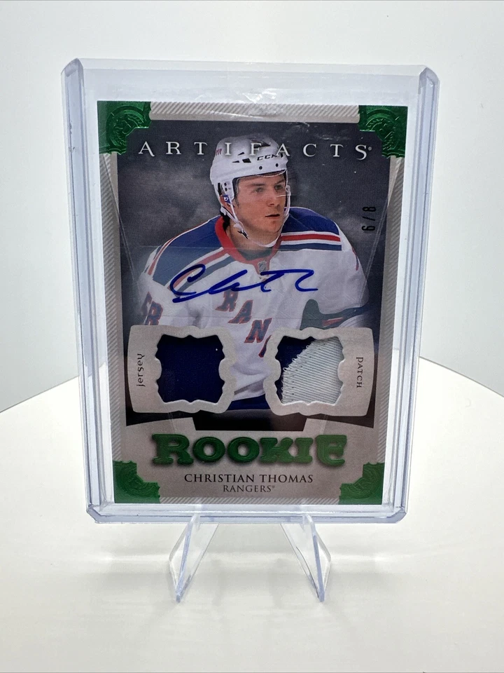 13-14 Upper Deck Artifacts - Rookies Emerald Patch Auto Christian Thomas /9 - Image 1 of 2