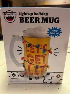Light up holiday Beer Mug by Bigmouth Inc new lets get lit holds 16 ounces - Picture 1 of 3